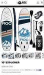 Roc Outdoors Inflatable Stand-up Paddle Board, 10' 32"X 6", Navy Blue Sup New. Fixed Price $151.00.